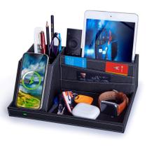 Organizador de Mesa com Carregador Sem Fio para iPhone e Outros Dispositivos