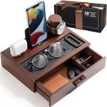 Organizador de mesa de cabeceira Holme & Hadfield Wood com suporte para carregador