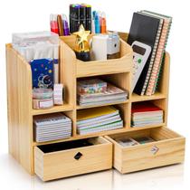 Organizador de Mesa de Madeira Acshio Caddy 40x17x33cm 10 Compartimentos