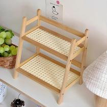 Organizador De Mesa De Madeira De 2 Níveis, Prateleira De Armazenamento Trapezoidal, Suporte Para
