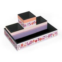 Organizador de mesa em MDF com estampas - 23x16x4cm Organizador de mesa em MDF com estampas - 23x16x4cm