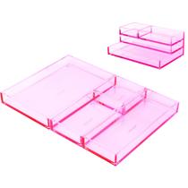 Organizador de Mesa EXPUTRAN de Acrílico Rosa Empilhável com 4 Peças Organizador de Mesa EXPUTRAN de Acrílico Rosa Empilhável com 4 Peças