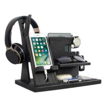 Organizador de mesa feito à mão Gladsico com suporte para fone de ouvido, suporte giratório para telefone, organizador de acessórios ideias de presentes para homens e mulheres em aniversários, aniversários, Dia dos Pais, Dia das Mães e Natal Organizador de mesa feito à mão Gladsico com suporte para fone de ouvido, suporte giratório para telefone, organizador de acessórios ideias de presentes para homens e mulheres em aniversários, aniversários, Dia dos Pais, Dia das Mães e Natal