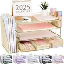 Organizador de Mesa gianotter com Suporte para Arquivos de 4 Níveis Dourado