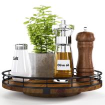 Organizador de mesa giratória Lazy Susan Farmhouse Oak 25 cm de madeira de nogueira