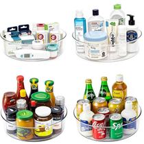 Organizador de mesa giratório Lazy Susan YCLADEC, 29,2 cm, transparente, pacote com 4 Organizador de mesa giratório Lazy Susan YCLADEC, 29,2 cm, transparente, pacote com 4