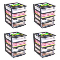 Organizador de Mesa Gracious Living com 4 Gavetas Preto/Transparente Kit com 4 Organizador de Mesa Gracious Living com 4 Gavetas Preto/Transparente Kit com 4