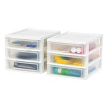 Organizador de mesa IRIS USA Medium com 3 gavetas, pacote com 2 gavetas, branco Organizador de mesa IRIS USA Medium com 3 gavetas, pacote com 2 gavetas, branco