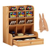 Organizador de mesa Marbrasse B11-Cherry Color Wooden com gaveta Organizador de mesa Marbrasse B11-Cherry Color Wooden com gaveta