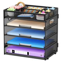 Organizador de mesa Marbrasse, bandeja de cartas de 5 camadas, papel preto