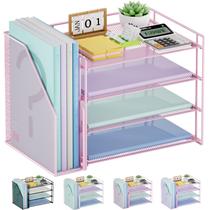 Organizador de mesa Marbrasse, bandeja para cartas em papel de 4 camadas, rosa Organizador de mesa Marbrasse, bandeja para cartas em papel de 4 camadas, rosa
