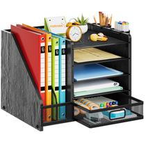 Organizador de mesa Marbrasse, carta de papel de 5 camadas com gaveta de madeira