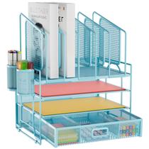 Organizador de mesa Marbrasse de 4 camadas com 5 porta-arquivos e 2 porta-canetas