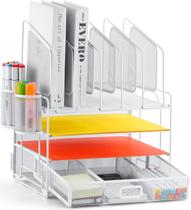 Organizador de mesa Marbrasse de malha de 4 camadas com 5 suportes de arquivos branco