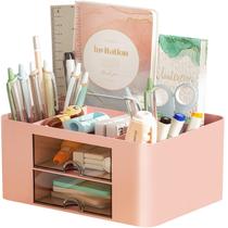 Organizador de mesa Marbrasse Pen Organizer com 2 gavetas rosa