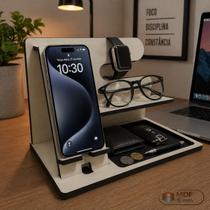 Organizador de Mesa MDF 6mm Laminado Cor Gelo Porta Celular Relógio Óculos Porta Objetos Multiuso Organizador de Mesa MDF 6mm Laminado Cor Gelo Porta Celular Relógio Óculos Porta Objetos Multiuso