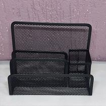 Organizador de Mesa Metal com 4 Divisorias Preto - Nipocenter