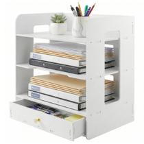 Organizador de Mesa Moontility de 3 Níveis Branco em PVC 32 x 24 x 36 cm Organizador de Mesa Moontility de 3 Níveis Branco em PVC 32 x 24 x 36 cm