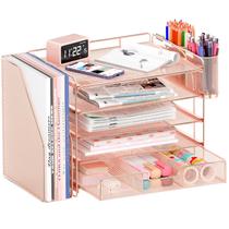 Organizador de mesa OPNICE Arquivo de papel de 5 camadas com gaveta e suporte para canetas