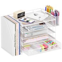 Organizador de mesa OPNICE Arquivo de papel de 5 camadas com gaveta e suporte para canetas