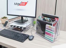 Organizador De Mesa ou Parede Documentos Triplo Office Acrílico Cor Cristal Selado Maxcril Organizador De Mesa ou Parede Documentos Triplo Office Acrílico Cor Cristal Selado Maxcril