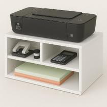 Organizador de Mesa para Impressora 45cm Estante de Armazenamento com 3 Compartimentos Branco