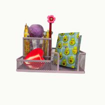 Organizador de Mesa Porta Caneta de Escritório Multiuso 3 Divisórias cores Metal Aramado
