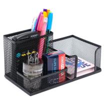 Organizador de Mesa Porta Caneta Multiuso Lápis Nicho de Escritório Com 4 Divisórias Escritório