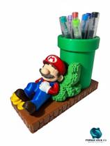 Organizador de Mesa Porta Lápis Canetas Super Mario Bros