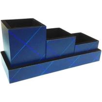 Organizador De Mesa Slim Quadriculado Marmore Az 232x83x75mm Organizador De Mesa Slim Quadriculado Marmore Az 232x83x75mm