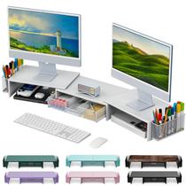 Organizador de mesa Stand Riser gianotter com monitor duplo branco Organizador de mesa Stand Riser gianotter com monitor duplo branco