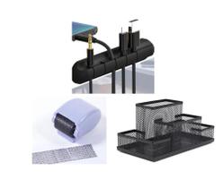Organizador De Mesa, Suporte Para Cabos e Fios E Carimbo de Proteção e Ocultação de Dados