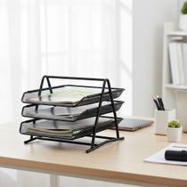 Organizador de Mesa Triplo em Metal, Porta Arquivos para Home Office, Bandeja de Correspondência Organizador de Mesa Triplo em Metal, Porta Arquivos para Home Office, Bandeja de Correspondência