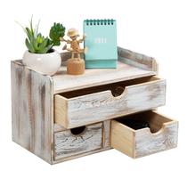 Organizador de mesa VERGOODR, rústico, branco envelhecido, madeira de 3 camadas