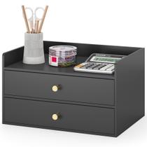 Organizador de Mesa Wisuce Essentials de Bambu com 2 Gavetas Preto