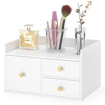 Organizador de Mesa Wisuce Essentials de Bambu com 3 Gavetas Branco