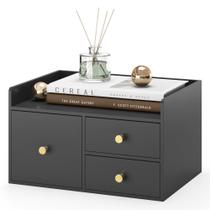 Organizador de Mesa Wisuce Essentials de Bambu com 3 Gavetas Preto