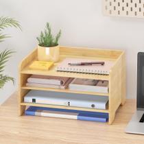 Organizador de Mesa Wisuce Essentials em Bambu com 3 Bandejas para Correspondências