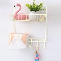 Organizador de Metal Prateleira Cesto com 3 Ganchos Adesivo BRANCO Organizador de Metal Prateleira Cesto com 3 Ganchos Adesivo BRANCO