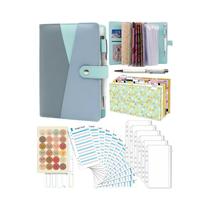 Organizador De Orçamento Com Envelopes Com Zíper, Bolsos De PVC, Envelopes Para Dinheiro, Adesivos,