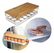 Organizador de ovos c/ tampa em bambu clear fresh