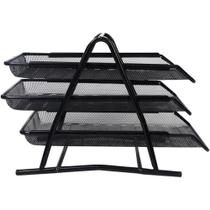 Organizador de Papéis com 3 Bandejas Preto - Escritório, Mesa, Plástico Resistente, Compacto, Multiuso Organizador de Papéis com 3 Bandejas Preto - Escritório, Mesa, Plástico Resistente, Compacto, Multiuso