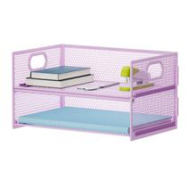 Organizador de papel de malha Tray Marbrasse de 2 camadas com alça roxa Organizador de papel de malha Tray Marbrasse de 2 camadas com alça roxa
