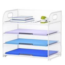 Organizador de papel Marbrasse 4 camadas, bandeja para cartas, branca Organizador de papel Marbrasse 4 camadas, bandeja para cartas, branca