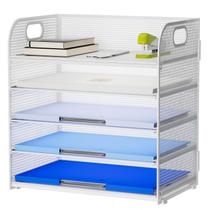 Organizador de papel Marbrasse, arquivo de malha de 5 camadas com alça - branco