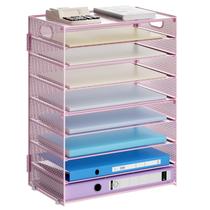 Organizador de papel Marbrasse, arquivo de malha de 9 camadas com alça - rosa Organizador de papel Marbrasse, arquivo de malha de 9 camadas com alça - rosa