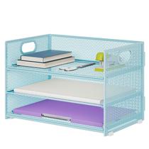 Organizador de papel Marbrasse, bandeja de cartas de 3 camadas, azul