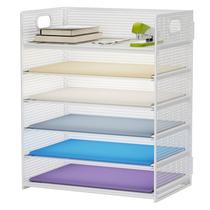 Organizador de papel Marbrasse, bandeja de cartas de 6 camadas, malha branca