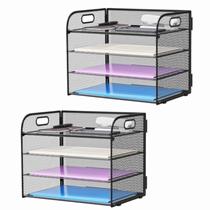 Organizador de papel Marbrasse de 4 camadas com alça para carta/A4 preto Organizador de papel Marbrasse de 4 camadas com alça para carta/A4 preto