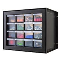 Organizador de parafusos IRIS USA, armário de peças de 16 gavetas, preto Organizador de parafusos IRIS USA, armário de peças de 16 gavetas, preto